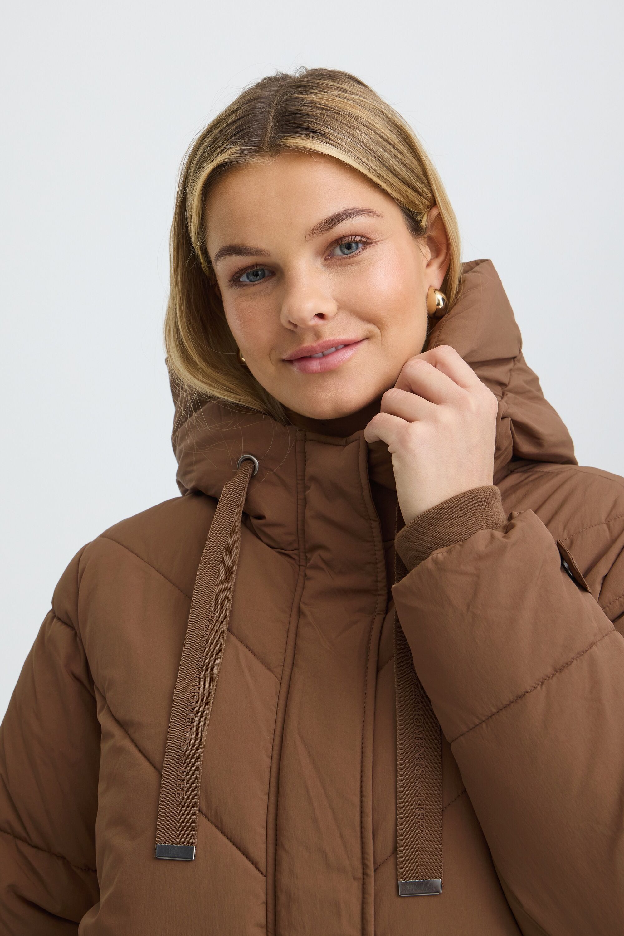 Steppjacke FRANSA "Damen Gefütterte Jacke FREILEEN", Damen, Gr. L, braun (rain drum), Obermaterial: 100% Nylon NY., Jacken Steppjacke