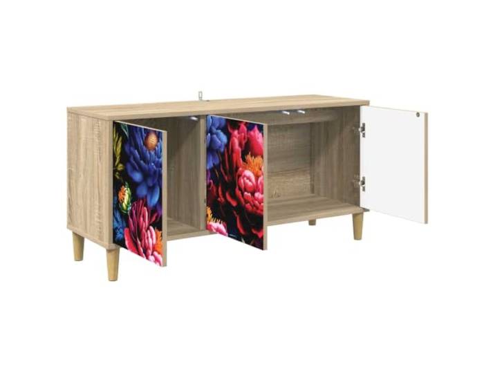 PUGYNBK TV-Möbel Kiel, 102 x 33 x 50 cm, Sonoma Technisches Holz, erhöhte Beine, geräumige Aufbewahrung, einfache Reinigung