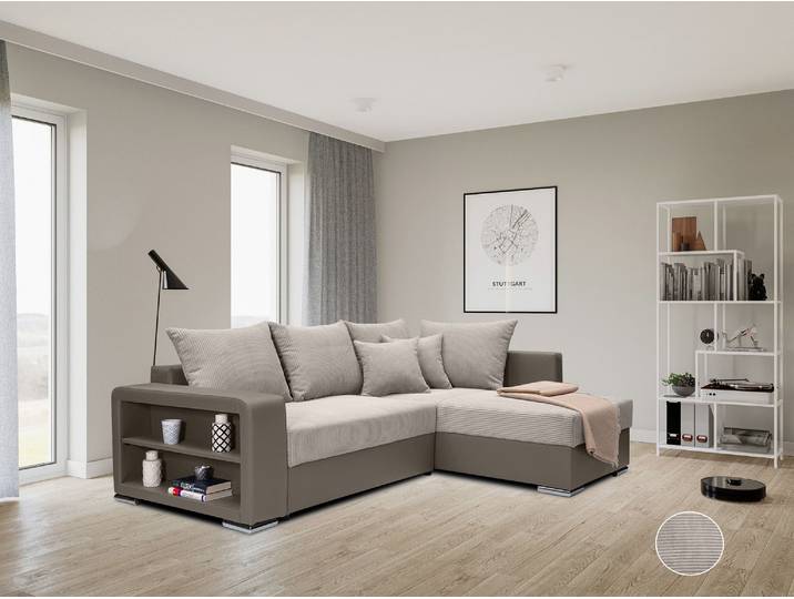 COLLECTION AB John L-Form, B: 226 cm Schlaffunktion, Bettkasten, Regalelement & 2 Zierkissen