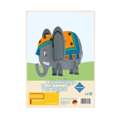PEBARO 347S - Laubsägevorlage Elefant, 1 Platte, Größe DIN A4