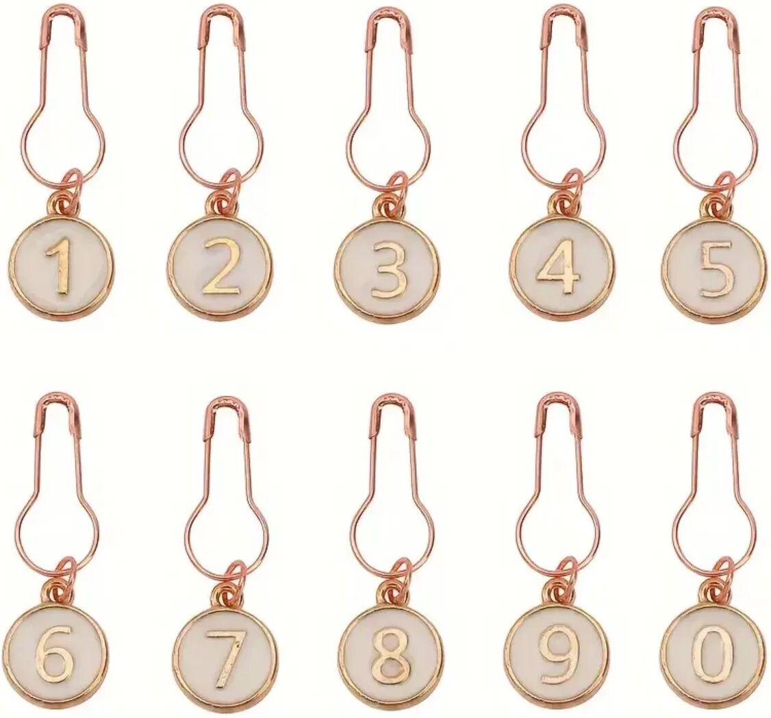 INF 10er-Set DIY nummerierte Maschenmarkierer 0-9 für Stricken und Häkeln, Legierungs-Sicherungsanhänger