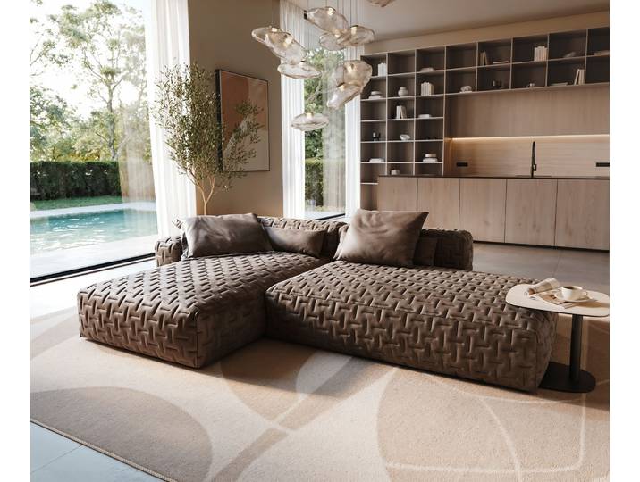 DELIFE Ecksofa Freestyle Icon 310x200 cm Mikrofaser Taupe Vintage, Sofas