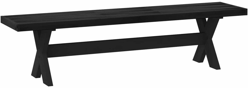 Brambly Cottage Solid Wood Bench Black 45 cm H x 160 cm L x 41 cm D
