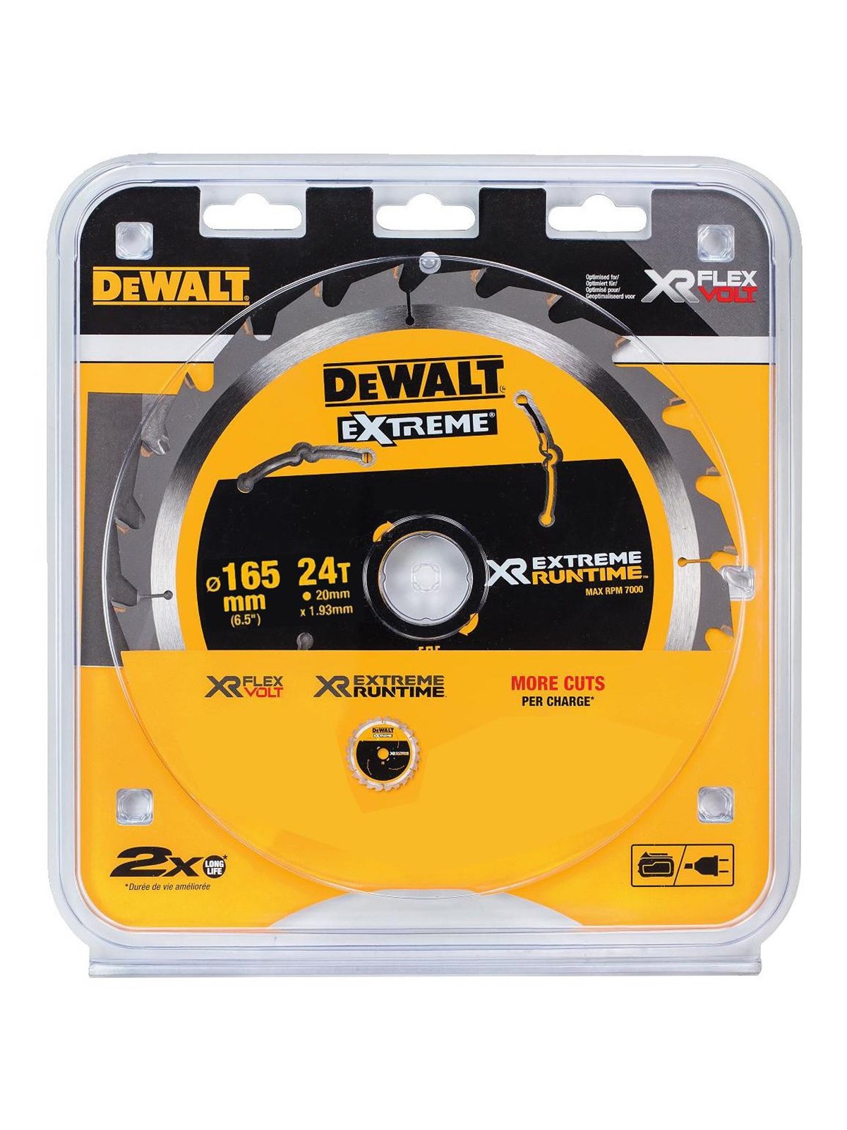 Dewalt XR Extreme Runtime Circular Saw Blade 165mm x 24T (20mm)