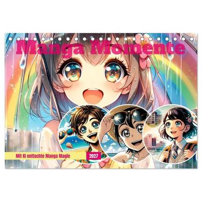 Manga Momente - Mit KI entfachte Manga Magie (Tischkalender 2027 DIN A5 quer), CALVENDO Monatskalender