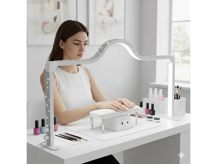 Lampe de table LED demi-lune pour manucure, lumière de remplissage en forme de qre pour la photographie de cils, artisanat de puzzle, 80cm, 48W