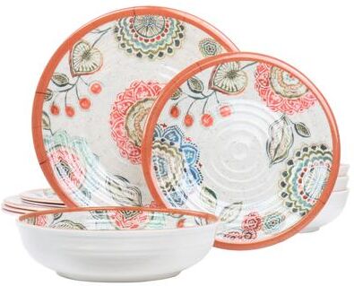 Elama 12 Piece Cottage Melamine Dinnerware Set