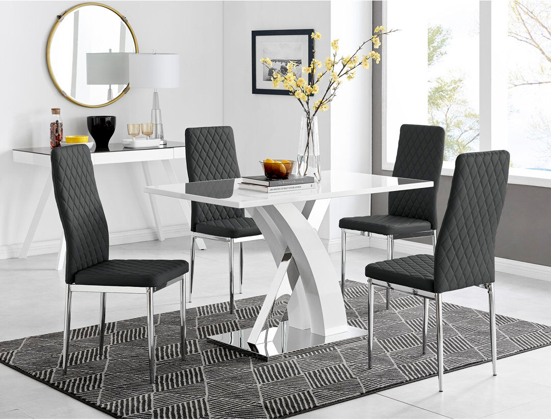 Canora Grey 4 -Person Dining Set Black/Silver 4