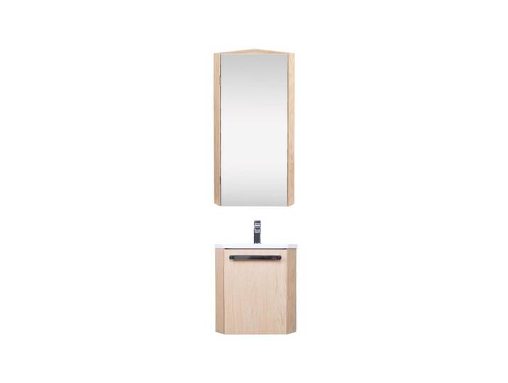 Ensemble lave-mains d'angle suspendu avec armoire miroir
