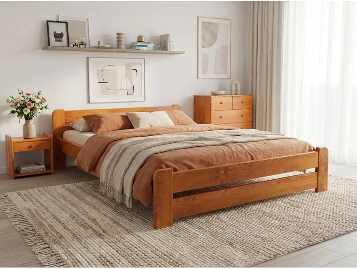 Bett Laura 160 x 200 cm, Erle Matratze: Ohne Matratze, Lattenrost: Mit Lamellenrost