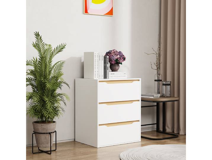 Kommode Malira 78cm Weiß/Weiß/Eiche Dekor
