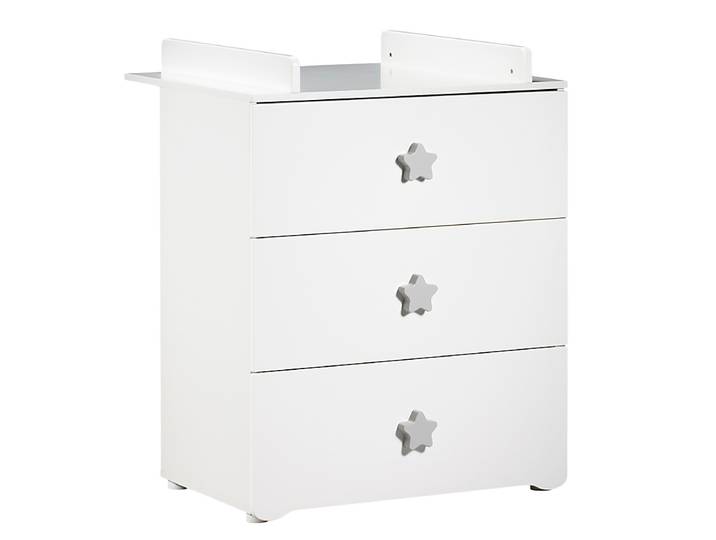 Commode à langer 3 tiroirs - Boutons étoile gris
