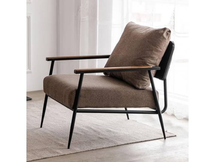 Sessel Retro Wohnzimmer Ohrensessel Polsterstuhl mit Massivholz,Lesesessel Vintage Relaxsessel Einzelsofa for Wohnzimmer/Schlafzimmer/Empfangsbereich/Café(Khaki)