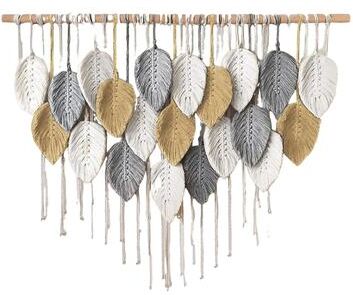 Inspired Living Large Macrame Wall Hanging For Boho Wall Decor With Leaf Woven Tapestry 1