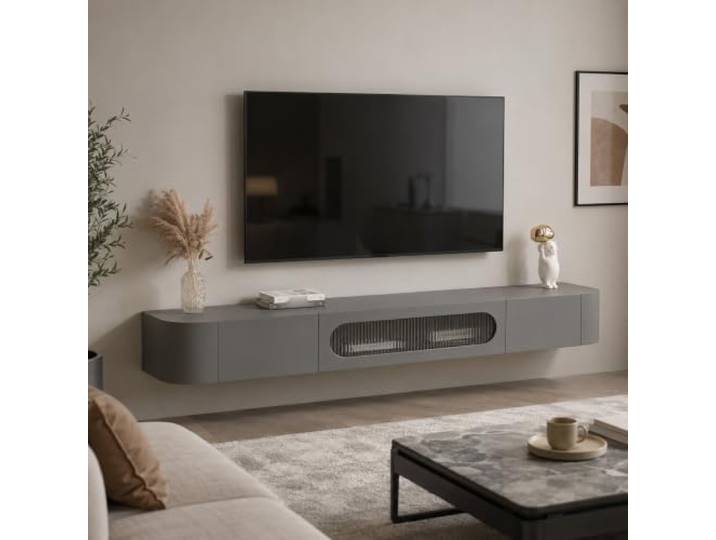 XRRJFYH TV Board Hängend, Lowboard, TV Schrank, Fernsehtisch Holz, mit Schubladen, Modern für Wohnzimmer(Gray,180cm/71in)