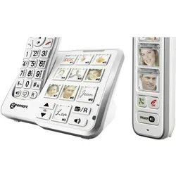 Geemarc Mobility Pack Foto Schnurloses Telefon analog Anrufbeantworter, Foto-Tasten, Freisprechen, für Hörge, Telefon, Weiss