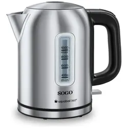 Sogo Cordless Stainless Steel Electric Kettle Safety Auto/Manual, Wasserkocher, Silber