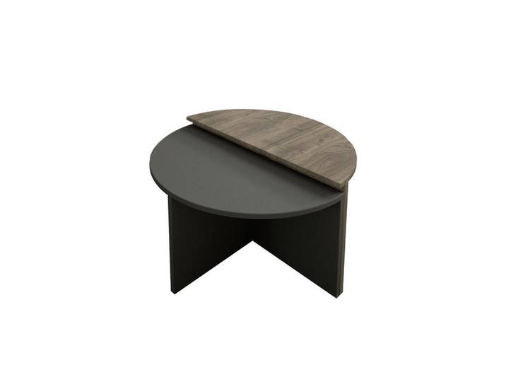 Livetastic Couchtischset Dolunay Couchtisch, Anthrazit, Walnuss, 2-teilig, Holzoptik, 38-35x51.8-47.5x70-70 cm, Wohnzimmer, Wohnzimmertische, Satztische