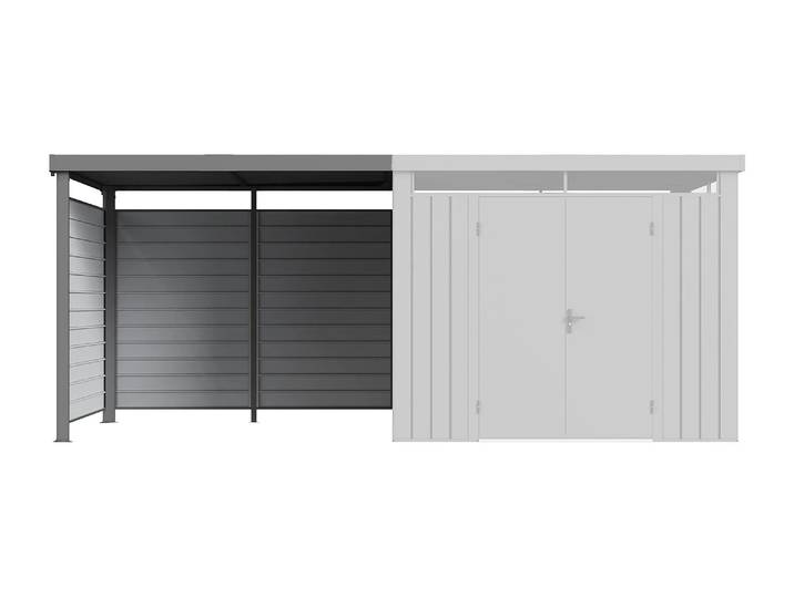 Appentis pour abri de jardin avec paroi ajourée - 5,99 m² - épaisseur 0,35 mm - Gris - MERANO