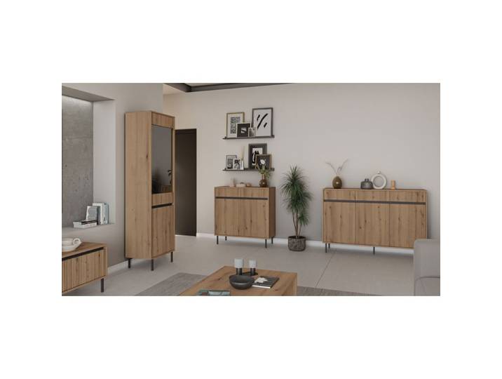 Buffet 3 portes avec 3 tiroirs – OSAKA – 149 cm – chêne evoke
