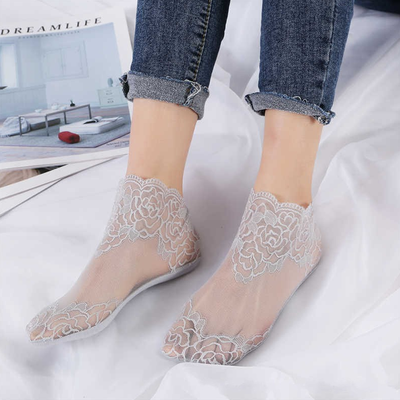 Ladies Fashion Lace Socks Gray