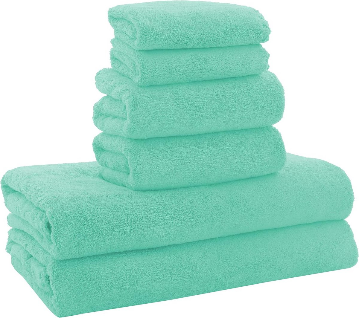 6-delige set zachte microvezel handdoeken met badhanddoeken, handdoeken en washandjes