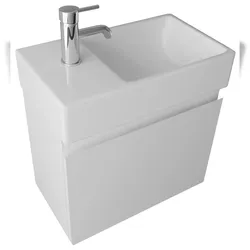 Alpenberger Waschbecken mit Unterschrank | Modernes Badmöbel Set | Keramik Waschplatz Soft-Close Tür |Gäste-WC Waschtisch | Vormontiertes Komplett Set