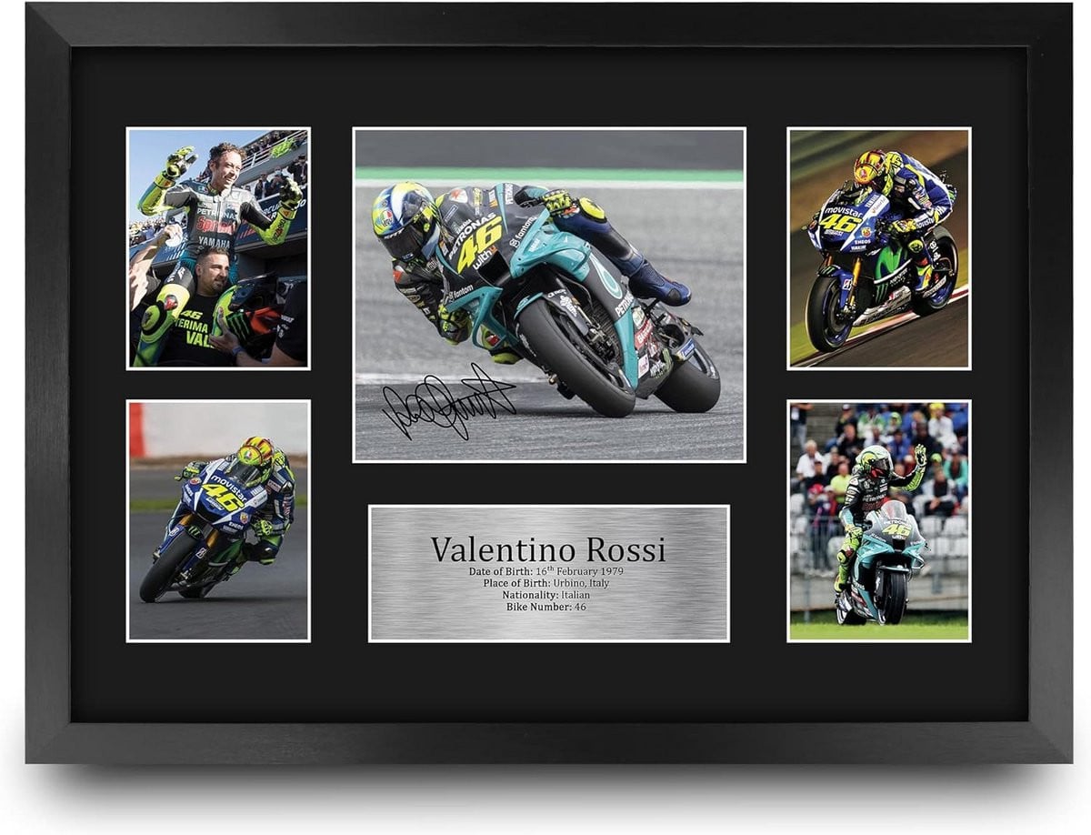 Ingelijste A3 Foto met Gedrukte Handtekening voor MotoGP Racing Fans