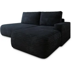 ECKSOFA AVINI T R-S Schwarz Kordstoff mit Schlaffunktion
