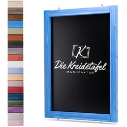 Die Kreidetafel Manufaktur Kreidetafel mit Holzrahmen / Blau 60x120cm