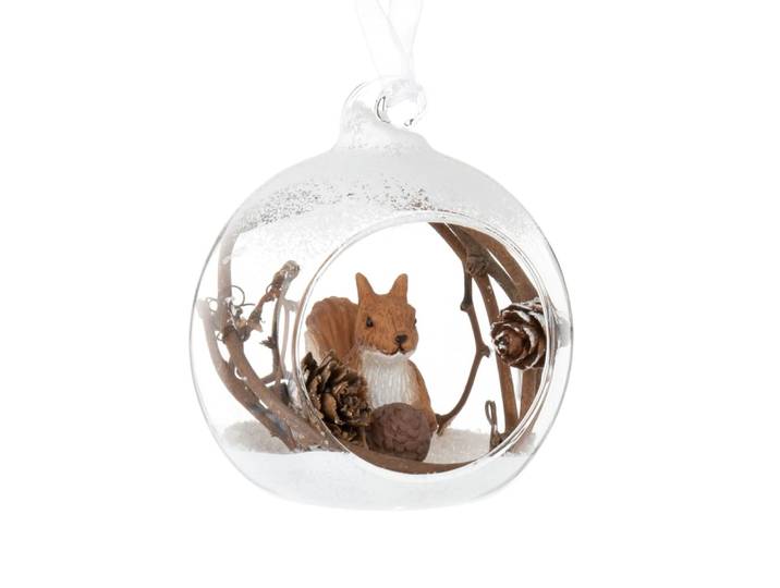 Weihnachtskugel aus Glas mit Eichhörnchen-Dekor