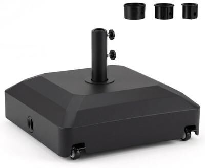 Costway Outdoor Fillable Umbrella Base with Wheels Water Sand Weighted Umbrella Stand-Black