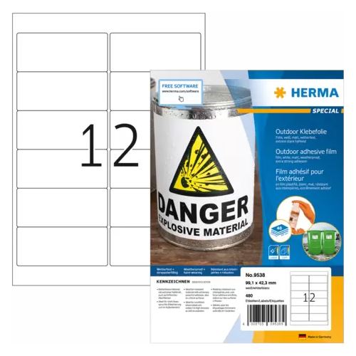 HERMA Outdoor Folien-Etiketten SPECIAL, 99,1 x 42,3 mm, weiß
