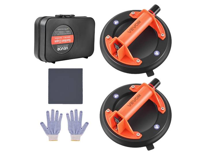 VEVOR Ventouse à vide\, ventouse en verre de 203 mm avec poignée ABS\, capacité de levage de 180 kg\, ventouse pour carreaux\, outil à ventouse avec sac de transport pour soulever des carreaux\, du granit\, des cloisons sèches\, des fenêtres (lot de 2)