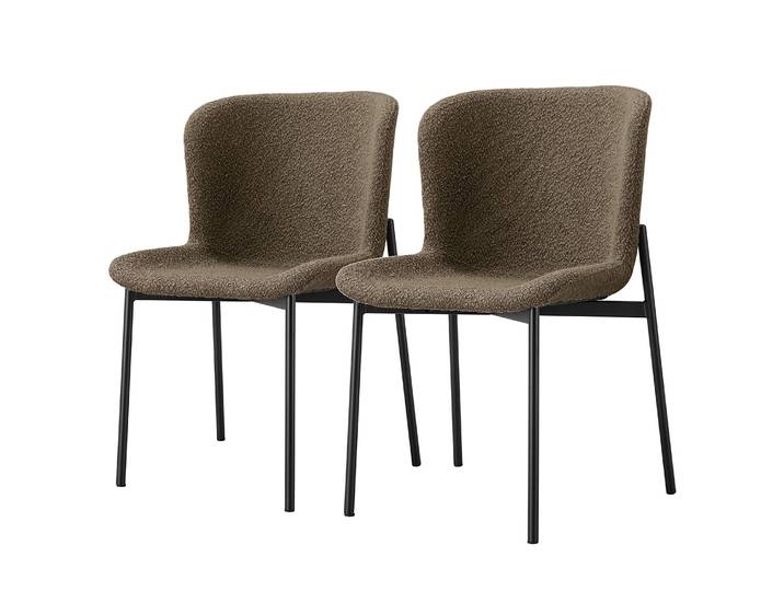 Polsterstuhl MOUZON 2er-Set 52 x 79 x 49cm Bouclé Stoff Holma: Taupe Braun/Taupe Schwarz