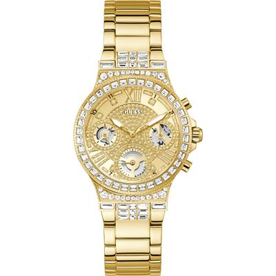 Quarzuhr GUESS "MOONLIGHT", gold (goldfarben, champagnerfarben), Armbanduhren, Damen, goldfarben, Quarzuhr, Armbanduhr, Damenuhr