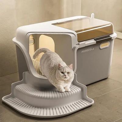 Inspired Finds Large Corridor Style Enclosed Cat Litter Box With Lid Odor Control And Splash Proof Design enclosed + Step