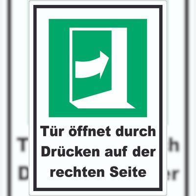 HB-Druck Tür öffnet durch Drücken auf der rechten Seite Aufkleber A5 (148x210mm)