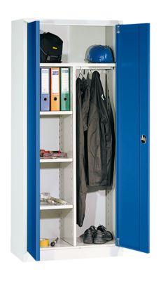 Garderobenschrank, mit Mitteltrennwand, lichtgrau/enzianblau