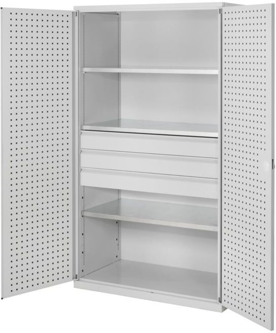 Kappes Großvolumenschrank RasterPlan RAL 7035 Tür innen Lochplatten Ausstattung 4 (1785.03.3013)