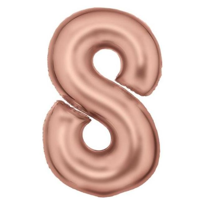 Amscan Zahlenballon Roségold Zahl 8 Seidenglanz - 86cm - leer (9917320)