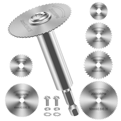 FOTYBE Snijwiel Set voor Boor met 6 Stalen Zaagbladen en 1 Lange Schacht van 6,35 mm Hex Schacht