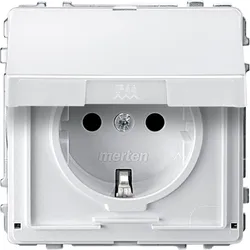 Merten MEG2310-7219 SCHUKO-Steckdose mit Klappdeckel, Berührungsschutz, Steckklemmen, polarweiß, AQUADESIGN MEG23107219