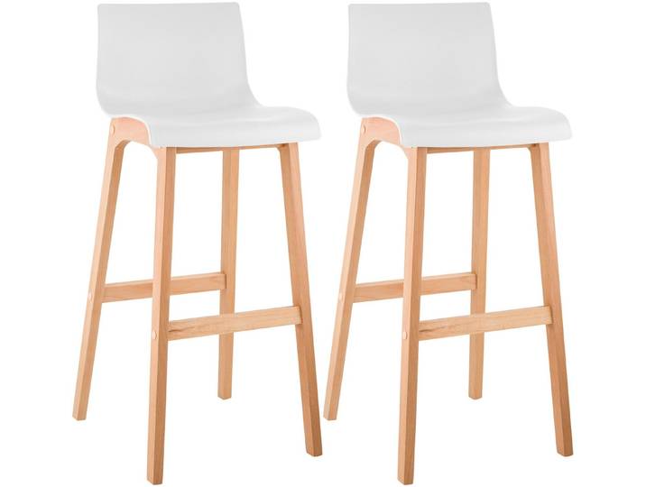 furnicato Barhocker 2er Set Hover 41 x 102 x 46 cm weiß Massivholz (2 St), Mit Fußstützen ausgestattete Barstühle für deinen Tresen