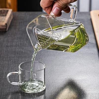 KitchenCuration Square Mouth High Borosilicate Glass Tea Pitcher Heat Resistant Glass Tea Infuser Mug1 350ml