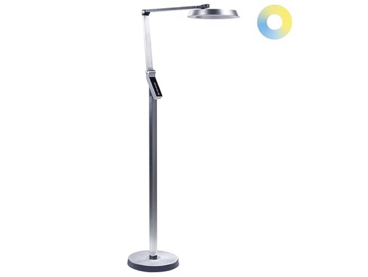 Beliani LED Stehleuchte Büroarbeitsleuchte Kunststoff Aluminium Dimmen Silber Carina