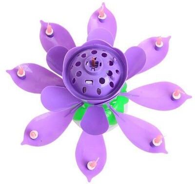 GreatGadgets LLC Blooming Musical Flower Birthday Candle Magic Lotus Candle Purple