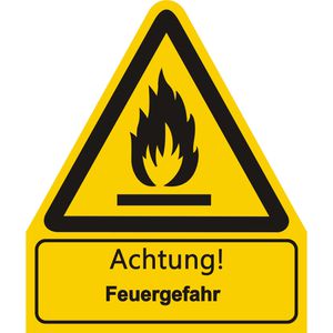Abtec Hinweisschild ISO 7010 W021, Folie, 24 x 21 cm, Warnzeichen, Feuergefahr