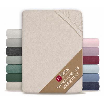 Spannbettlaken BIBERNA "0841380 HERMAL Premium Melange-Biber Spannbetttuch 100% Baumwolle", beige (kitt), L:200cm, Flanell, Obermaterial: 100% Baumwolle, Bettlaken, Spannbettlaken, Biber, wärmend & weich, Rundumgummi, ab Größe 90 x 200 cm