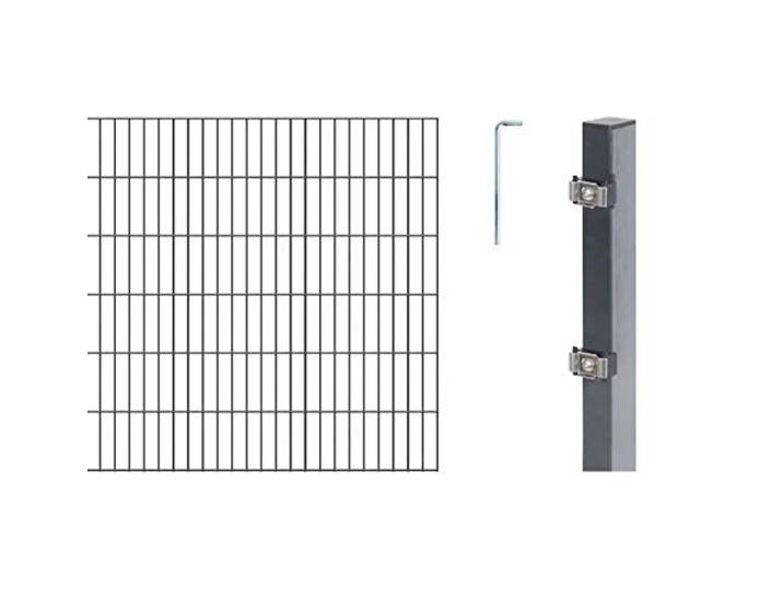 Alberts 650902 Doppelstabmattenzaun als 16 tlg. Zaun-Komplettset verschiedene Längen und Höhen anthrazit Höhe 120 cm Länge 14 m